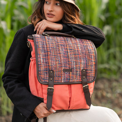 Tangy Peach Backpack Messenger Bag