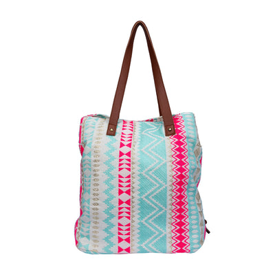 Neon Pink Three Pocket Jacquard Bag
