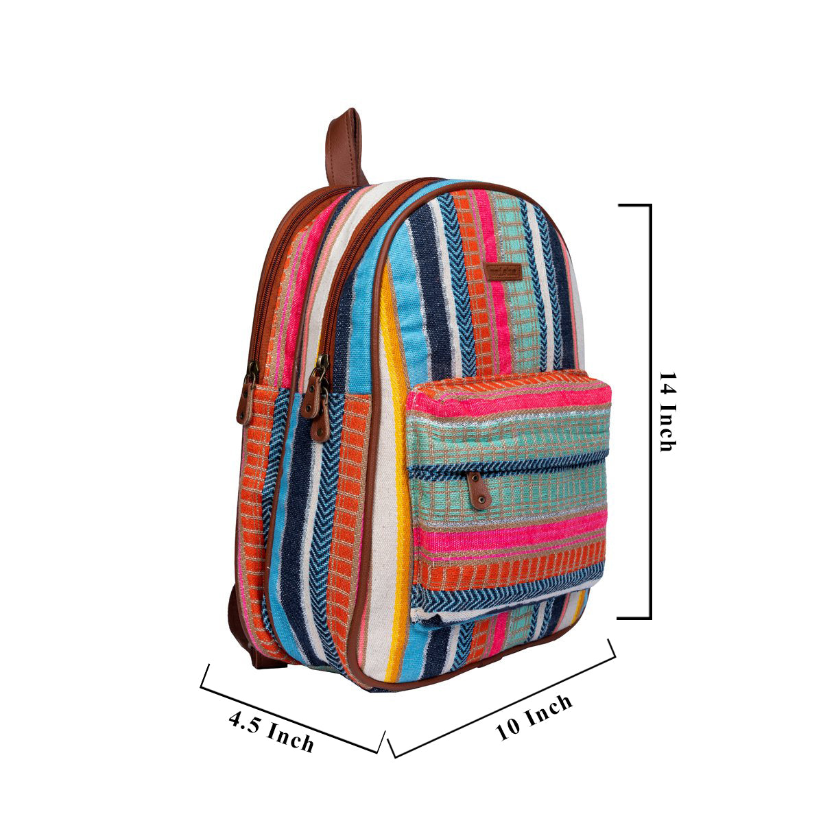 Multi Colour Stripes Compact Backpack Bag