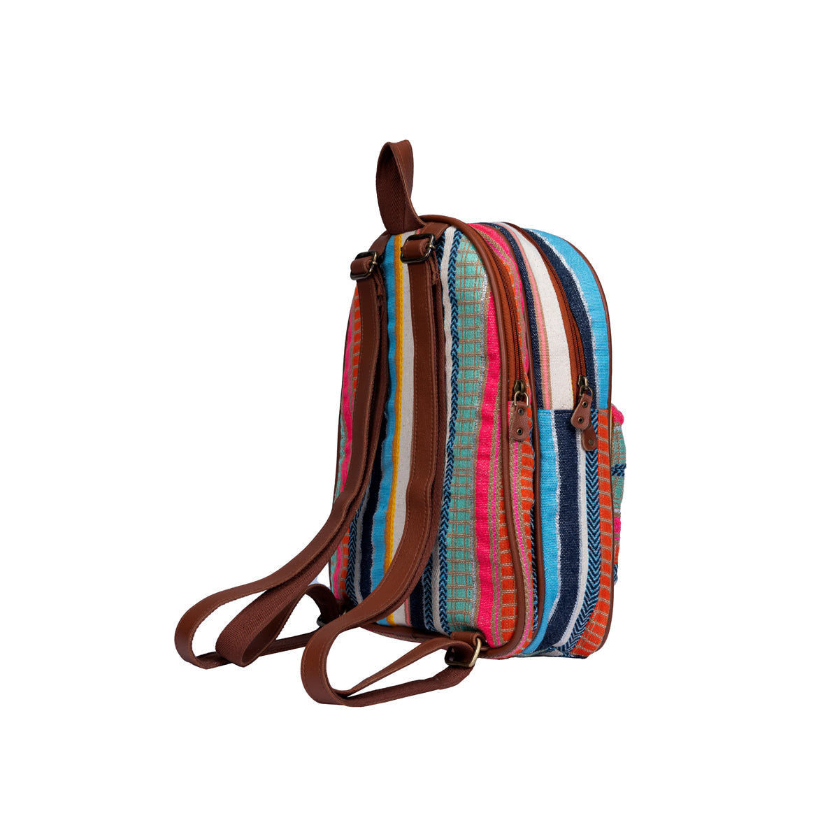 Multi Colour Stripes Compact Backpack Bag